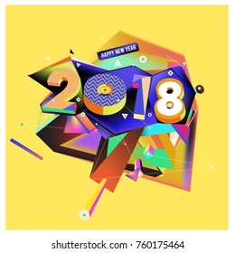 New year 2018. Colorful design.