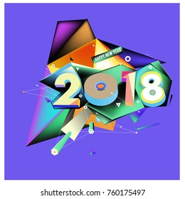 New year 2018. Colorful design.
