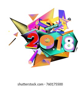 New year 2018. Colorful design.