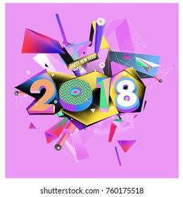 New year 2018. Colorful design.