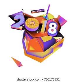 New year 2018. Colorful design.