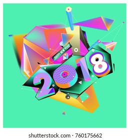 New year 2018. Colorful design.