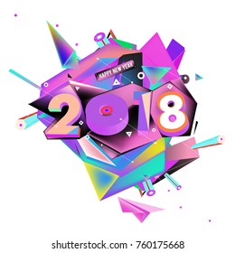 New year 2018. Colorful design.