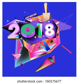 New year 2018. Colorful design.