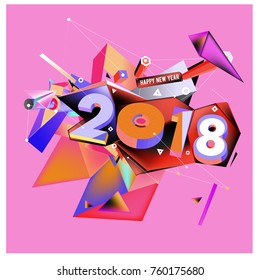 New year 2018. Colorful design.