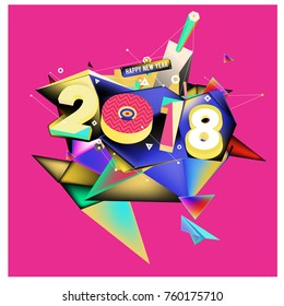 New year 2018. Colorful design.