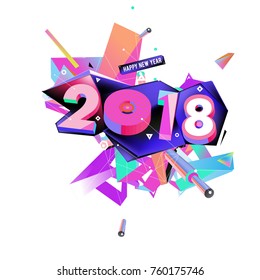 New year 2018. Colorful design.