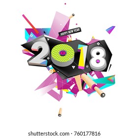 New year 2018. Colorful design.