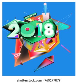 New year 2018. Colorful design.