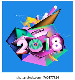 New year 2018. Colorful design.