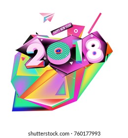 New year 2018. Colorful design.