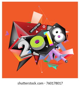 New year 2018. Colorful design.