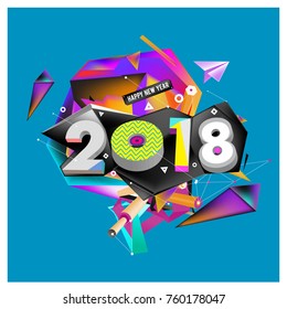 New year 2018. Colorful design.