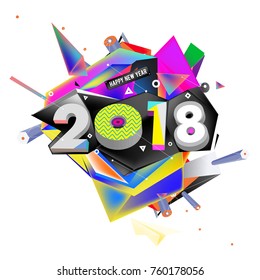 New year 2018. Colorful design.