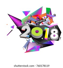 New year 2018. Colorful design.