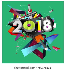 New year 2018. Colorful design.