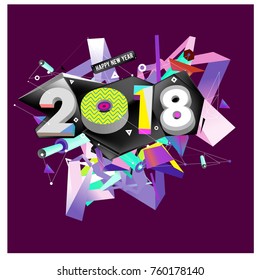 New year 2018. Colorful design.