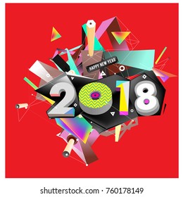 New year 2018. Colorful design.