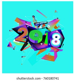New year 2018. Colorful design.