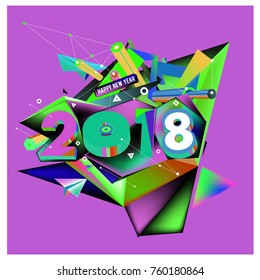 New year 2018. Colorful design.