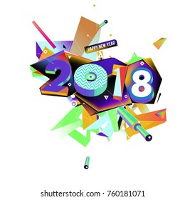 New year 2018. Colorful design.