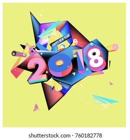 New year 2018. Colorful design.
