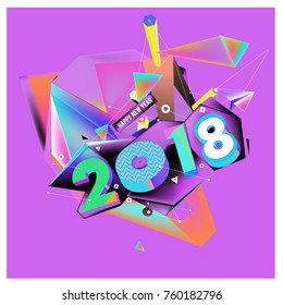 New year 2018. Colorful design.
