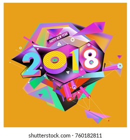 New year 2018. Colorful design.
