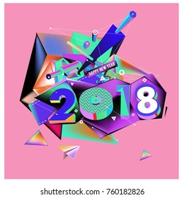 New year 2018. Colorful design.
