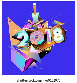 New year 2018. Colorful design.
