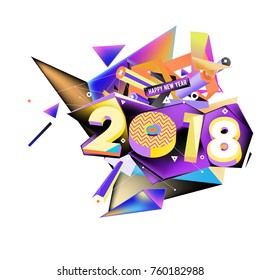 New year 2018. Colorful design.

