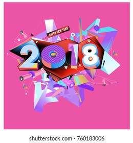 New year 2018. Colorful design.
