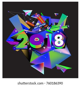 New year 2018. Colorful design.