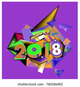 New year 2018. Colorful design.