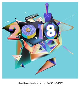 New year 2018. Colorful design.