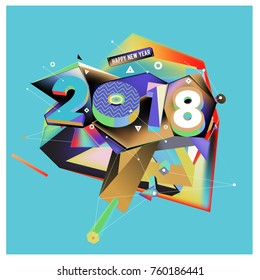 New year 2018. Colorful design.
