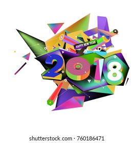 New year 2018. Colorful design.