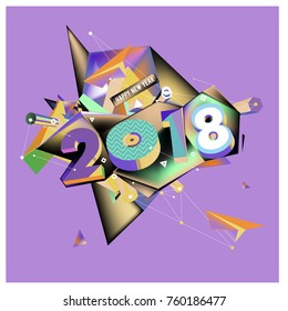 New year 2018. Colorful design.