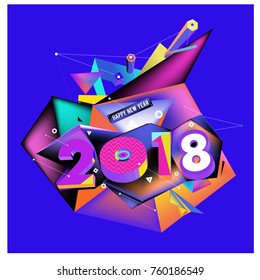 New year 2018. Colorful design.