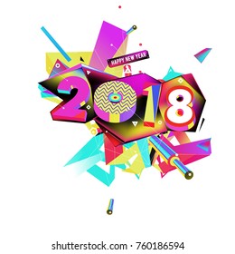 New year 2018. Colorful design.
