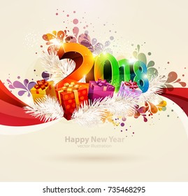 New year 2018. Colorful poster.