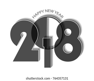 New Year 2018 concept on white background. Vector illustration