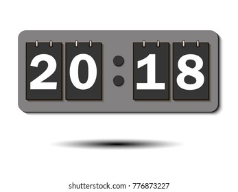New Year 2018 date. Figures 2018 on the numeric scoreboard. Vector illustration