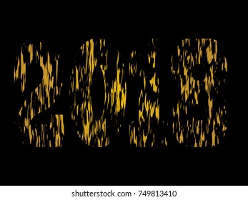 New year 2018. distress design . vector Hand drawn made numbers with grunge brush strokes . Chinese calligraphy
