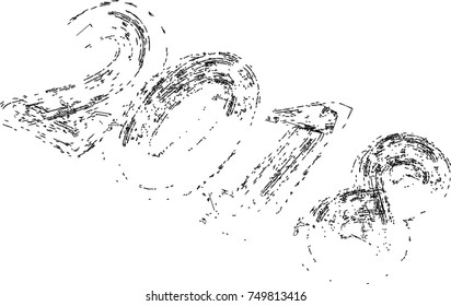 New year 2018. distress design . vector Hand drawn made numbers with grunge brush strokes . Chinese calligraphy
