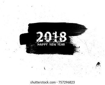 New year 2018. distress design . vector Hand drawn made numbers with grunge brush strokes . Chinese calligraphy