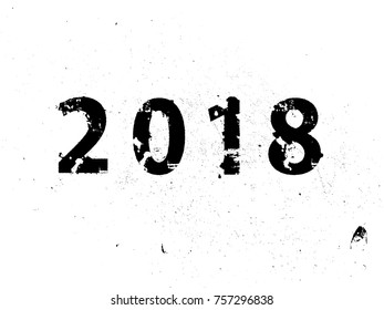 New year 2018. distress design . vector Hand drawn made numbers with grunge brush strokes . Chinese calligraphy