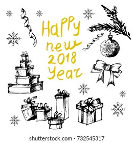 the new year 2018, drawing,
