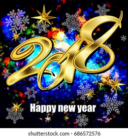 New year 2018, festive bright card, vector illustration