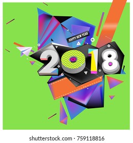 New year 2018. Geometric Colorful design